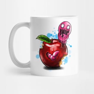 a Pink Worm in an Apple Mug